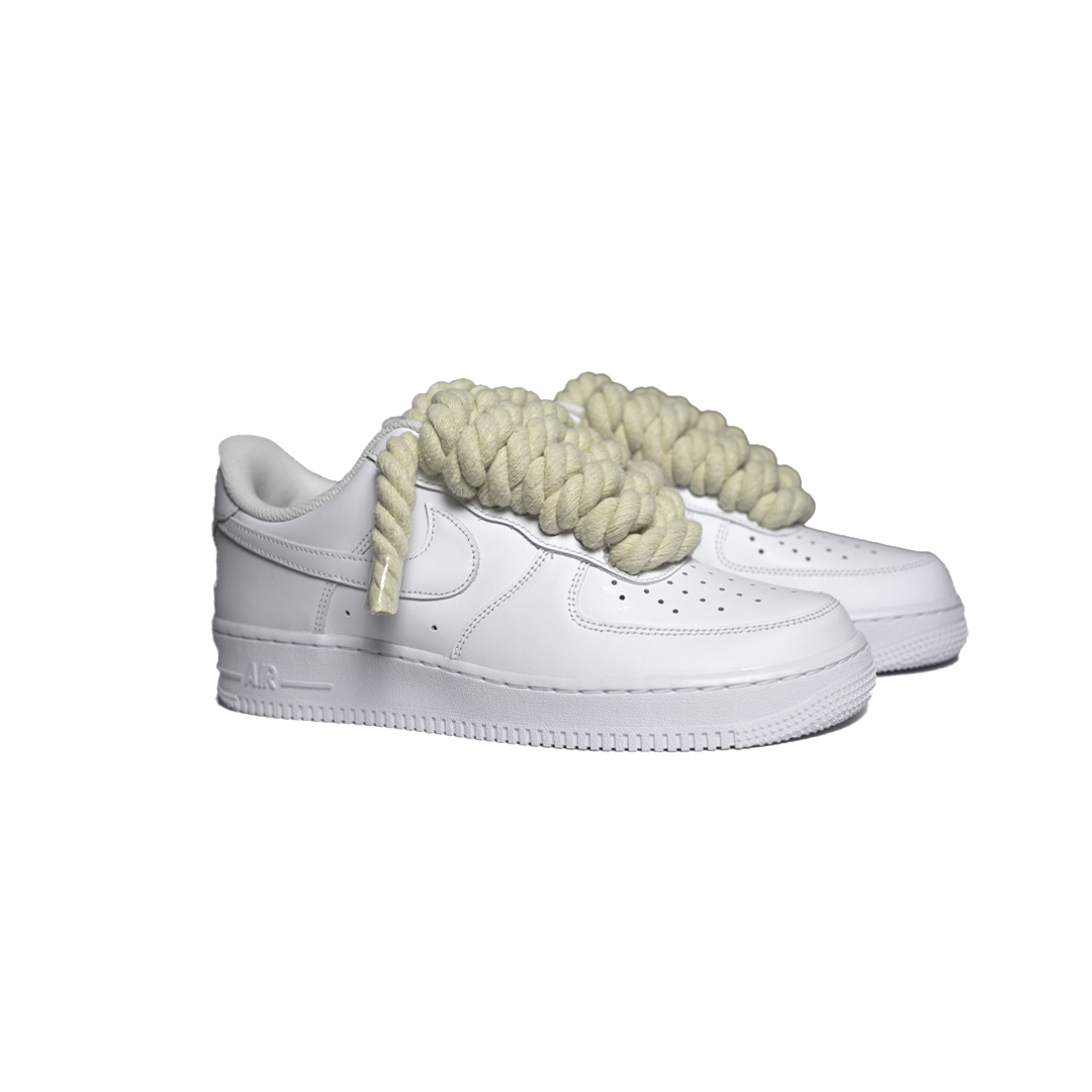 Custom Nike AF1 White “Rope Laces” Beige