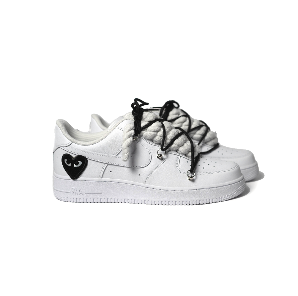 Custom Nike AF1 '' Dunk, Rope Laces '' Love stride Black