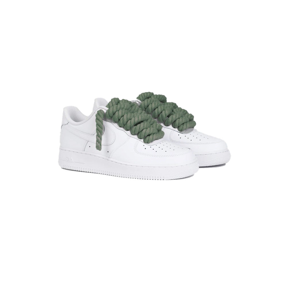 Custom Nike AF1 White “Rope Laces” Army Grün. -
