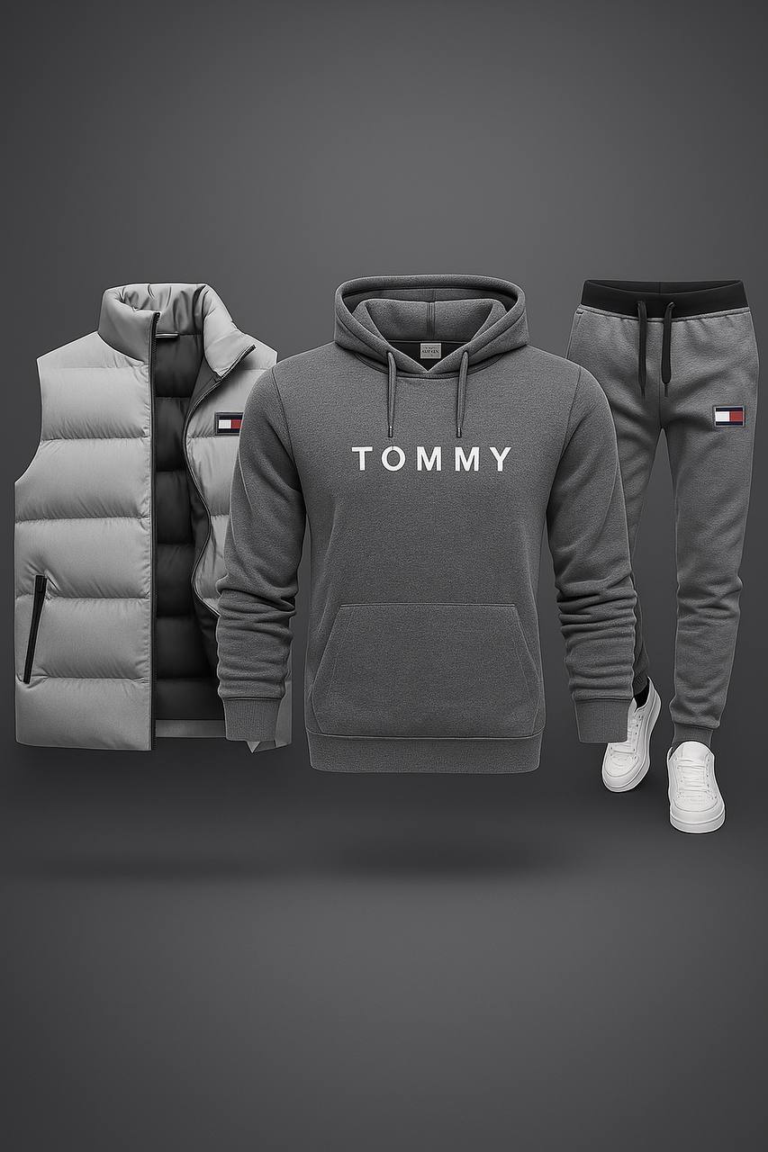 Ensemble Tommy™ – Gilet sans manches, sweat à capuche et pantalon assorti