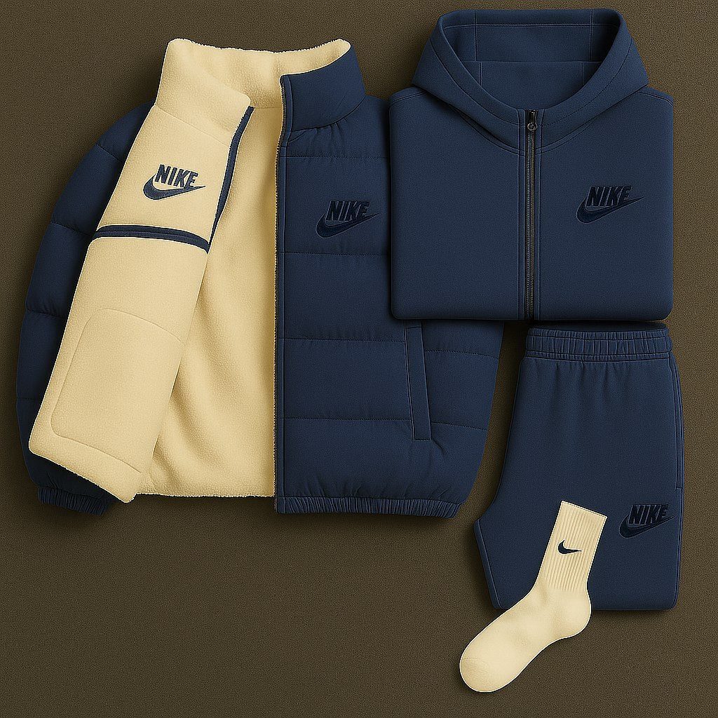 NK Essential – Ensemble Hiver, Doudoune Reversible, Combinaison Tech