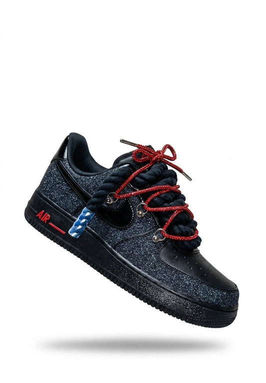 Air Force Custom Noir Étoilé & Rouge Royal