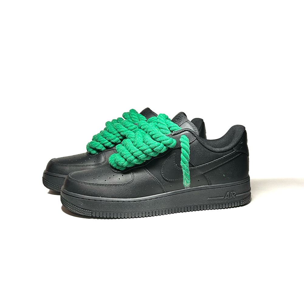 Custom Sneakers Schwarz “Rope Laces” Grün