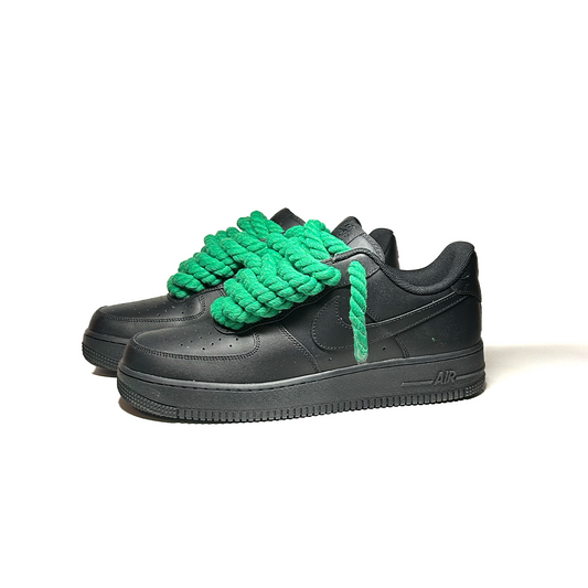 Custom Sneakers Schwarz “Rope Laces” Grün