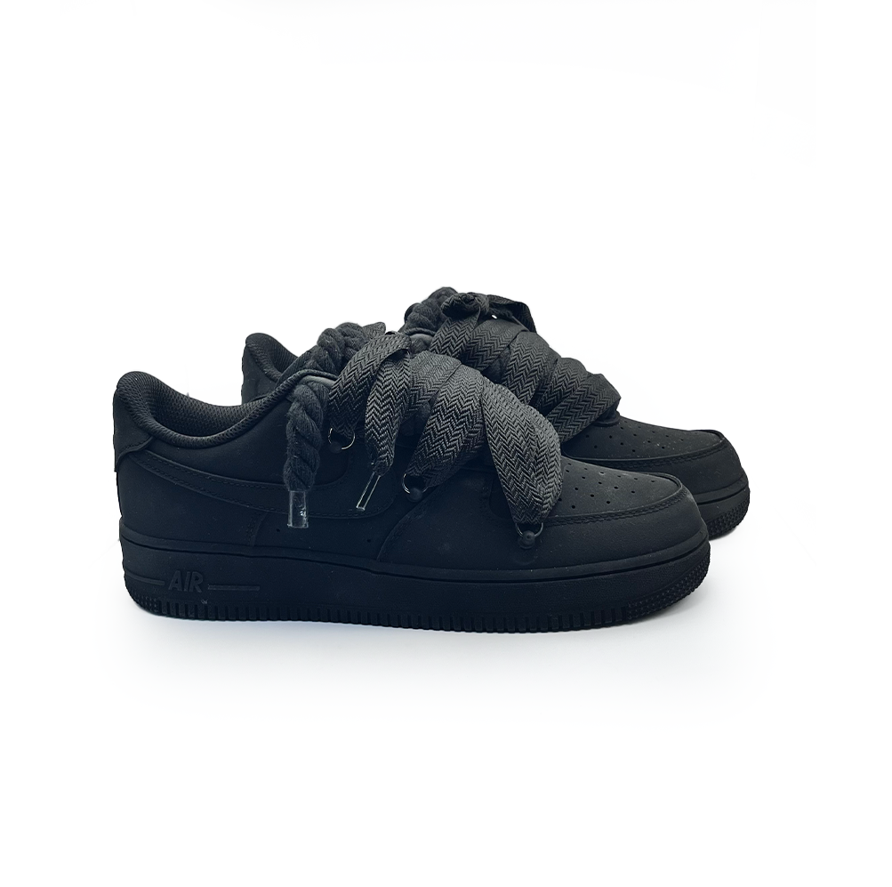 Custom Nike AF1 Ninja Black ,, Lanvin Laces '' Black