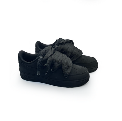 Custom Nike AF1 Ninja Black ,, Lanvin Laces '' Black