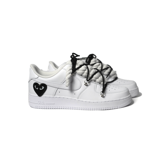 Custom Nike AF1 '' Dunk, Rope Laces '' Love stride Black