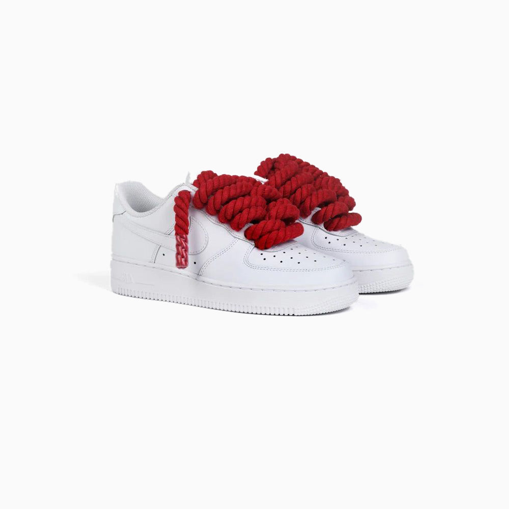 Custom Nike AF1 White “Rope Laces” Rot -