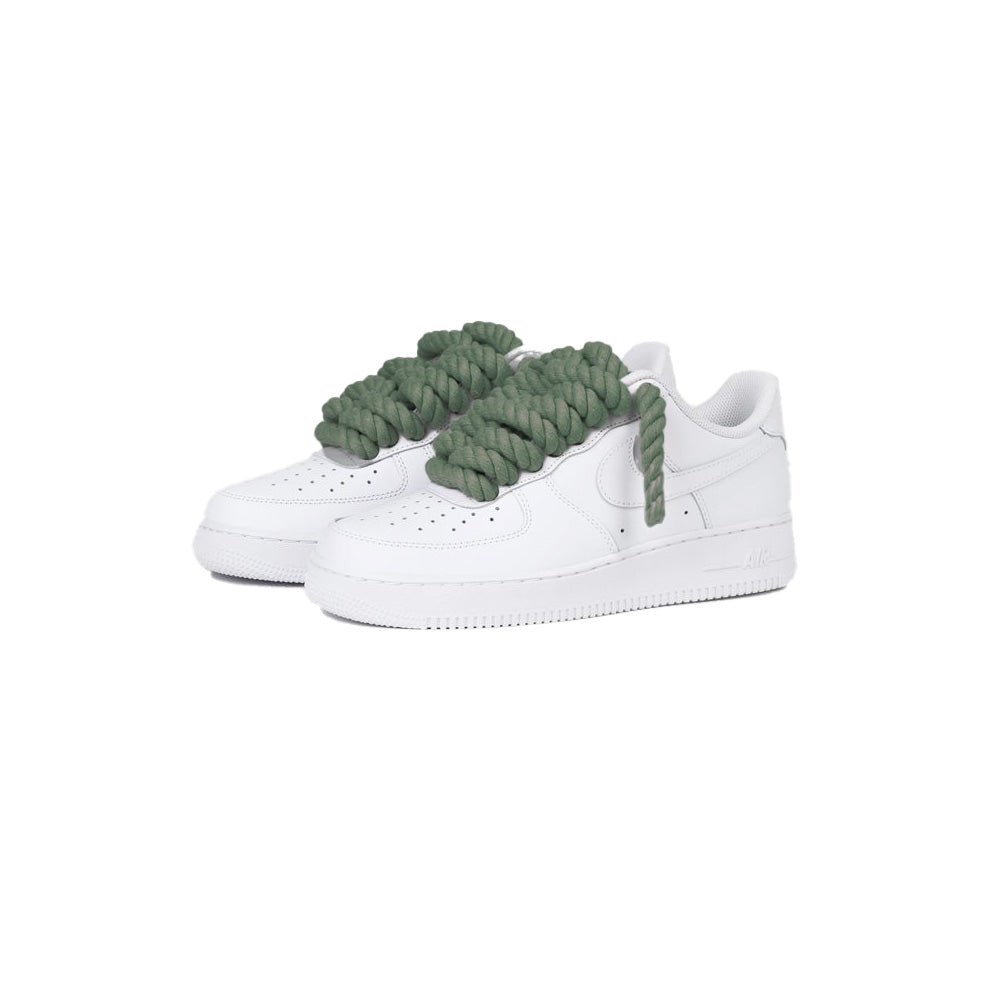 Custom Sneakers Weiß “Rope Laces” Army Grün