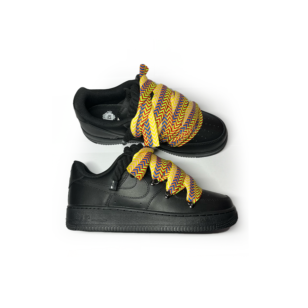 Custom Nike AF1 Black ,, Lanvin Laces '' Yellow