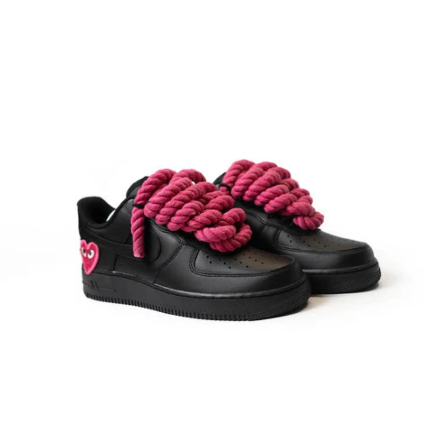 Custom Black Sneakers '' Rope Laces '' Love stride