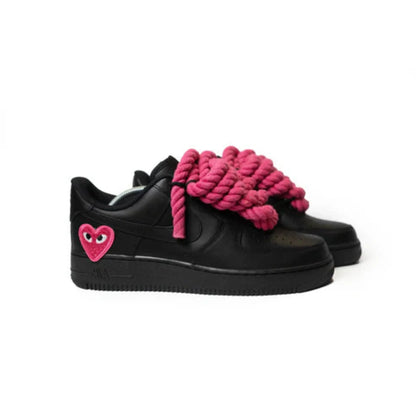 Custom Black Sneakers '' Rope Laces '' Love stride
