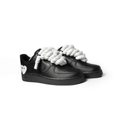 Custom Black Sneakers '' Rope Laces '' Love stride