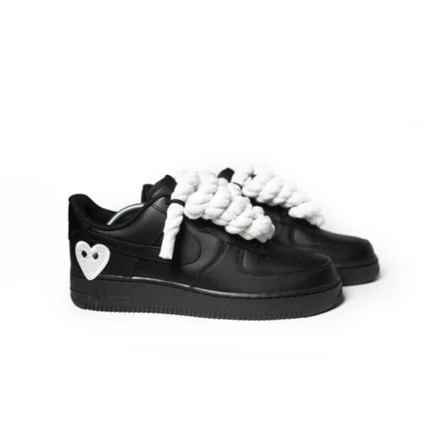 Custom Black Sneakers '' Rope Laces '' Love stride
