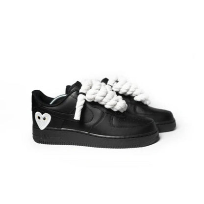 Custom Black Sneakers '' Rope Laces '' Love stride
