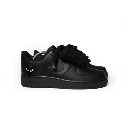 Custom Black Sneakers '' Rope Laces '' Love stride