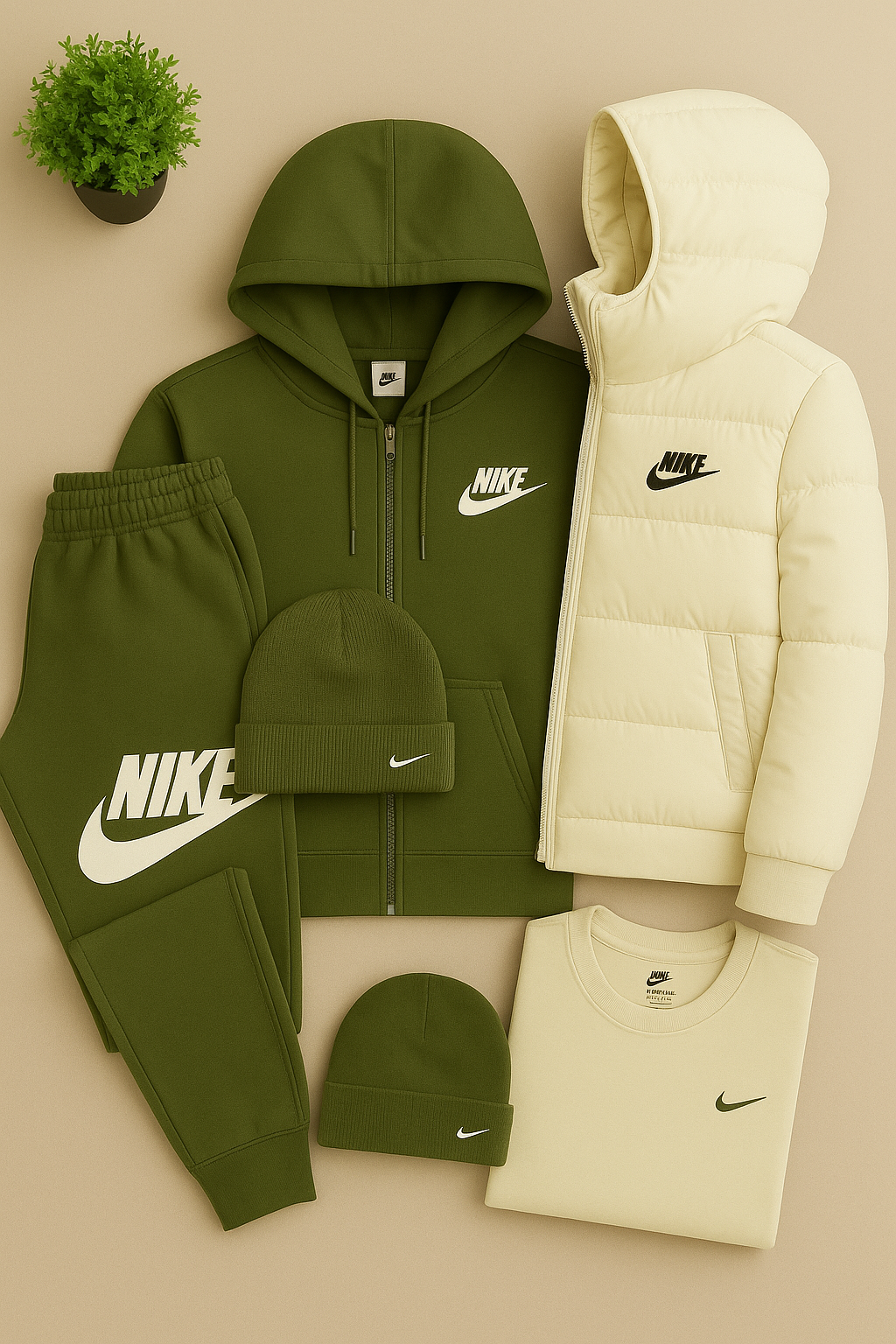 Ensemble Nk Hiver – Doudoune, Hoodie, Pantalon & Bonnet