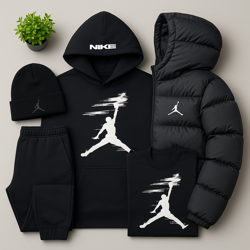 JRD Essential – Ensemble Hiver avec Sweat à Capuche, Pantalon et Doudoune Matelassée