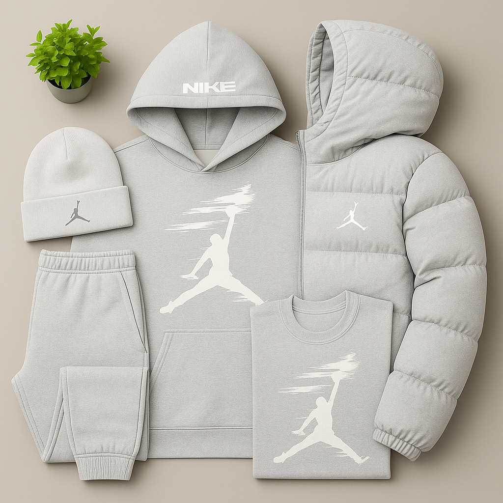 JRD Essential – Ensemble Hiver avec Sweat à Capuche, Pantalon et Doudoune Matelassée