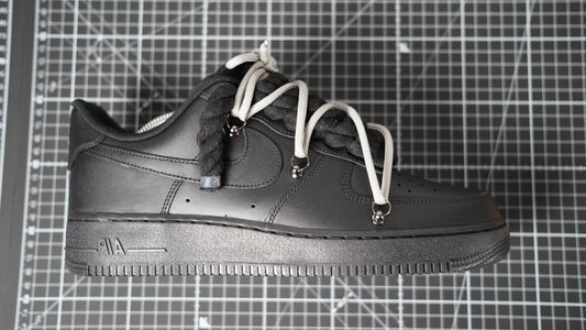 Custom Nike AF1 Black “ROPE LACES” Dunk Grau