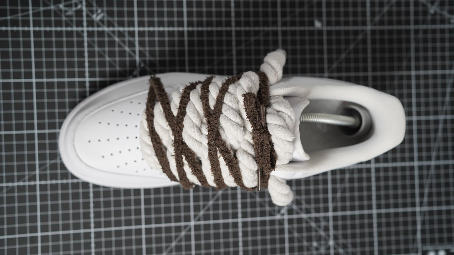 Custom Nike AF1 White “ROPE LACES” extra Lace Grau