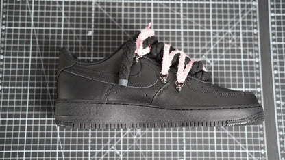 Custom Nike AF1 Black “ White ROPE LACES” Dunk pinkish-beige