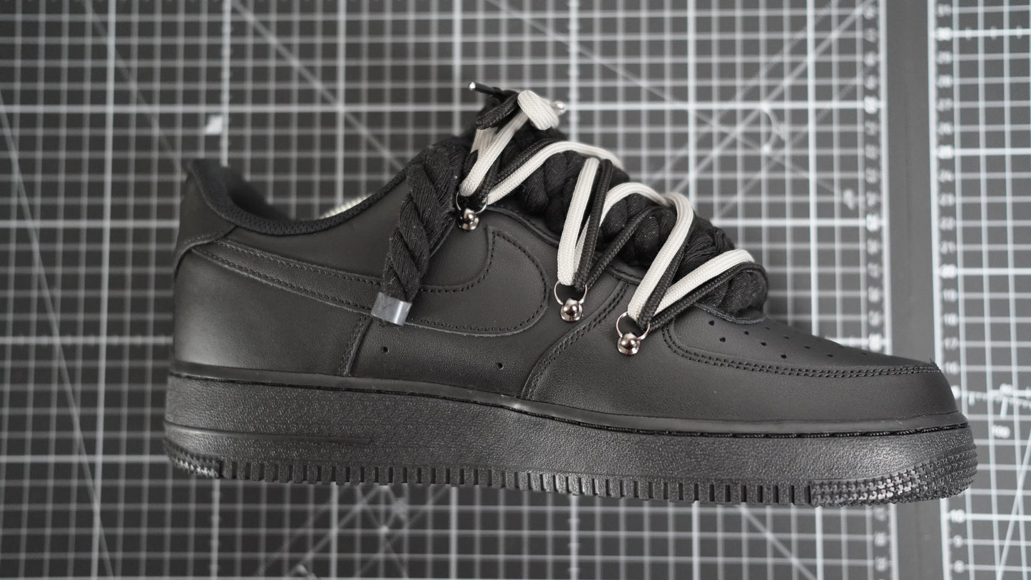 Custom Nike AF1 Black “ROPE LACES” 2x Dunk Black/Gray