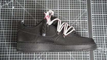 Custom Nike AF1 Schwarz “ROPE LACES” 2x Dunk Pink/Gray