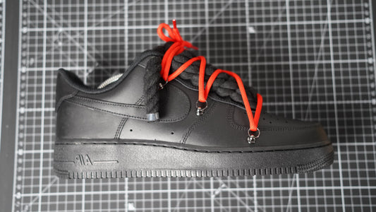Custom Nike AF1 Black “ White ROPE LACES” Dunk Rot