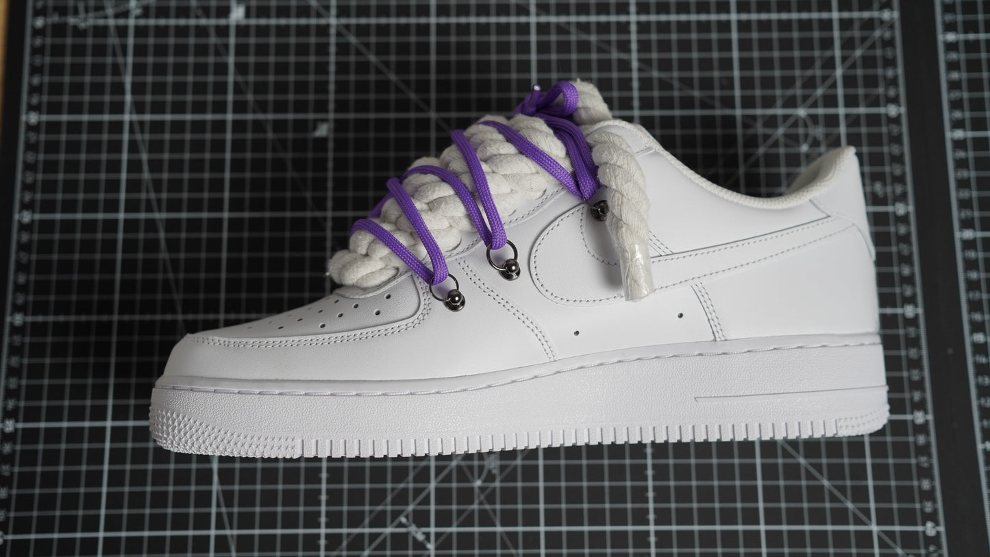 Custom Nike AF1 White “ROPE LACES” Dunk purple