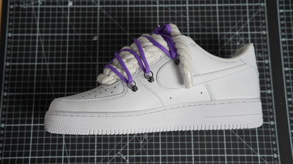Custom Nike AF1 White “ROPE LACES” Dunk purple