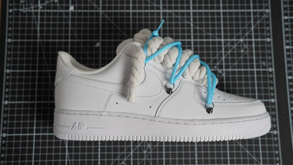 Custom Nike AF1 White “ROPE LACES” Dunk Blau #2