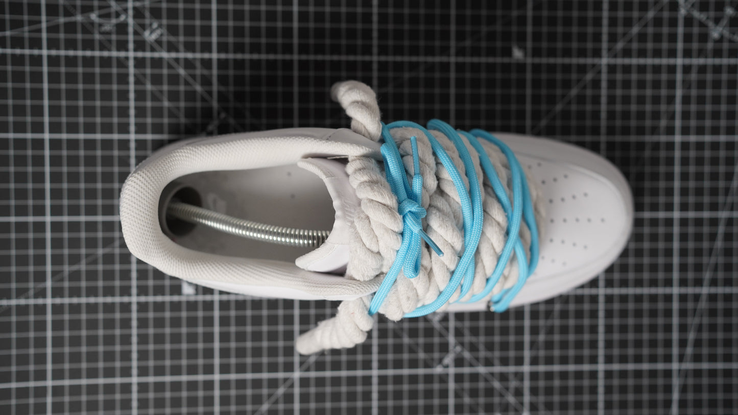Custom Nike AF1 White “ROPE LACES” Dunk Blau #2