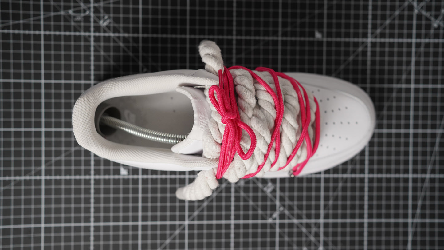Custom Nike AF1 White “ROPE LACES” Dunk crimson red