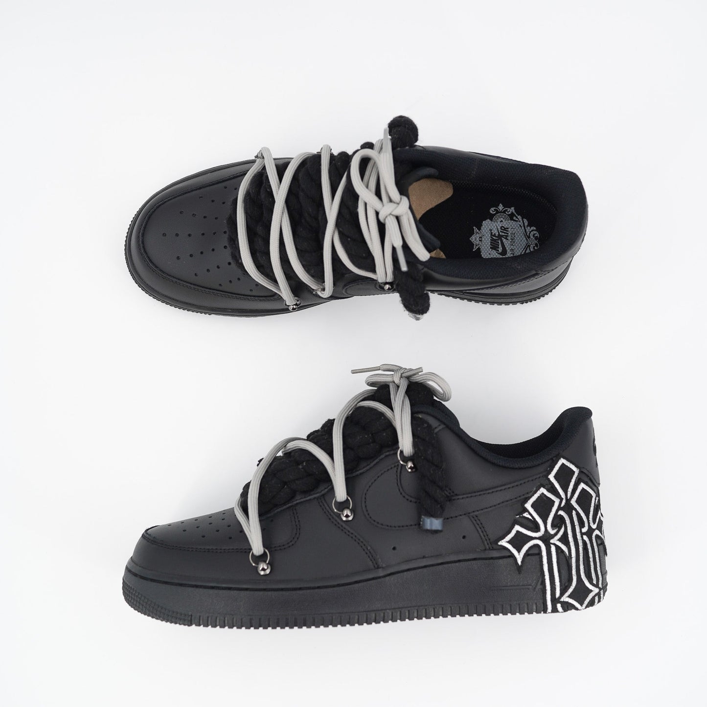 Custom Sneakers '' Rope Laces '' Thorns Black
