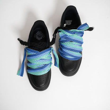 Custom Nike AF1 Black love stride ,, Lanvin Laces '' Blue