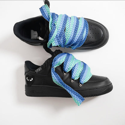 Custom Nike AF1 Black love stride ,, Lanvin Laces '' Blue