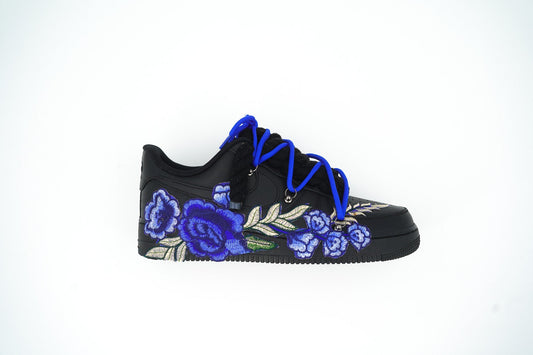 Custom Nike AF1 Black “ROPE LACES” Blue Parfait