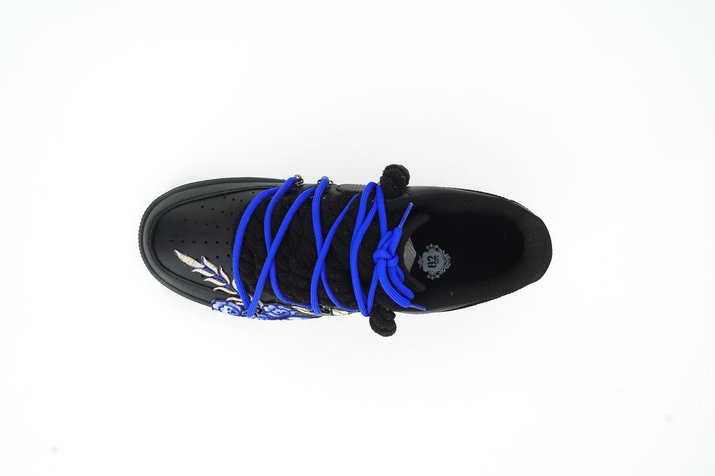Custom Nike AF1 Black “ROPE LACES” Blue Parfait