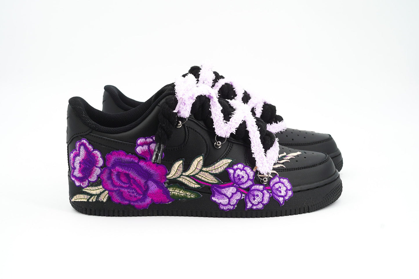 Custom Nike AF1 Black “ROPE LACES” Lila Parfait