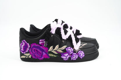 Custom Nike AF1 Black “ROPE LACES” Lila Parfait