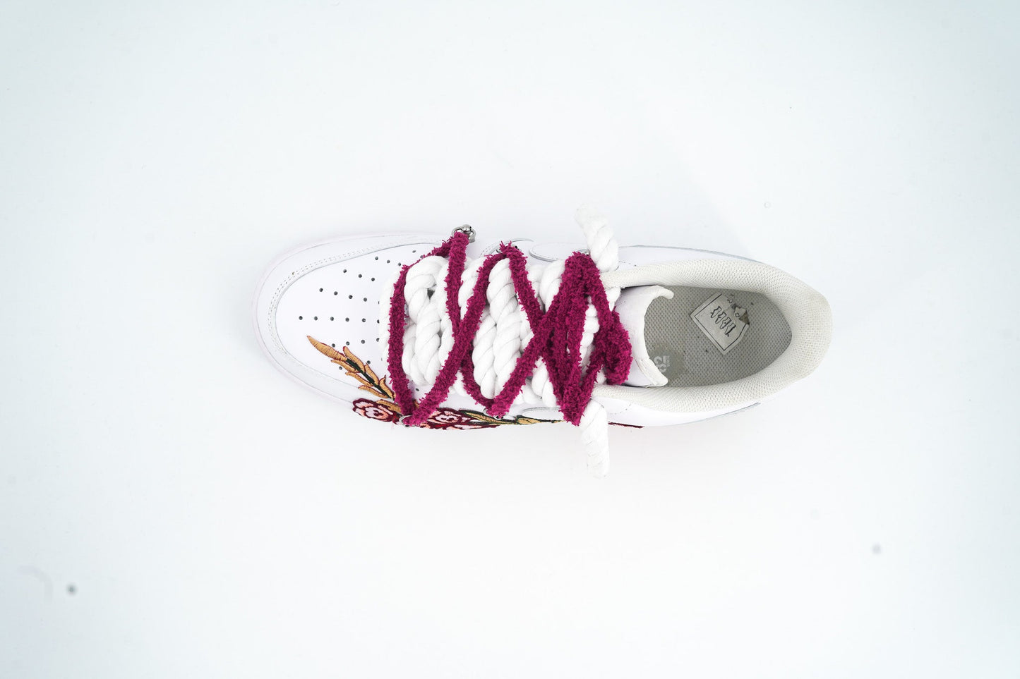 Custom Nike AF1 White “ROPE LACES” Whine Parfait