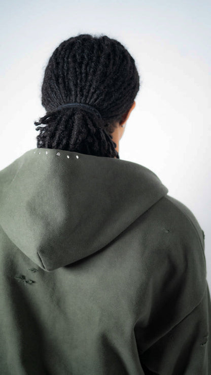 Custom Lined Zip Hoodie Olive Green 500g