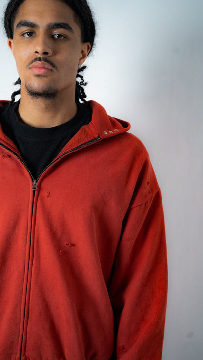 Custom Lined Zip Hoodie Brick Red 500g