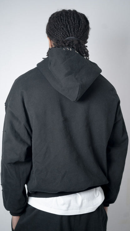 Custom Lined Zip Hoodie Black 500g