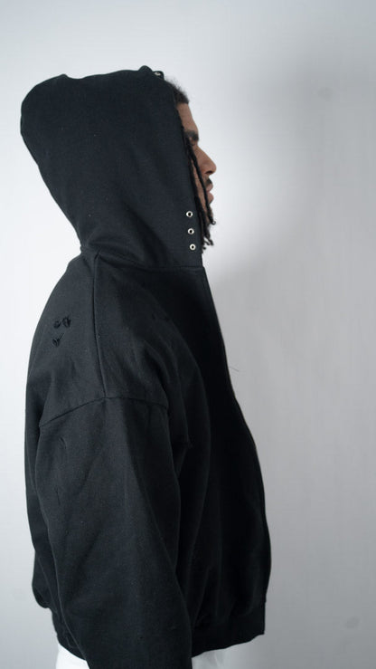 Custom Lined Zip Hoodie Black 500g