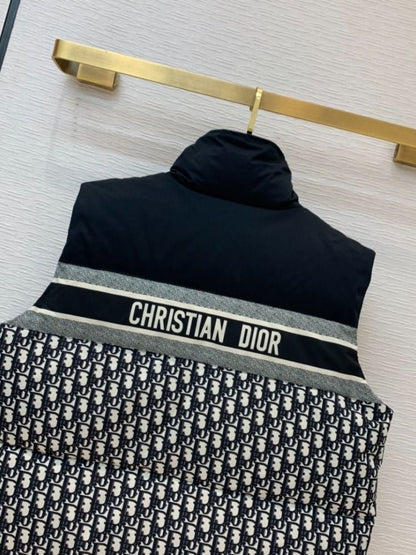 Dior - Doudoune sans manche avec logo monogramme Bleu Marine Blanc