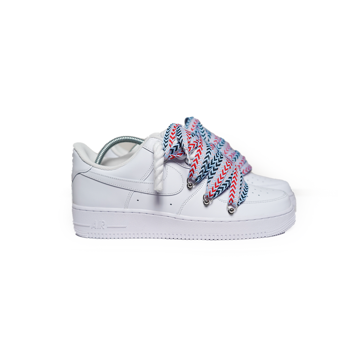 Custom Nike AF1 Weiß ,, Lanvin Laces '' Red / Blue