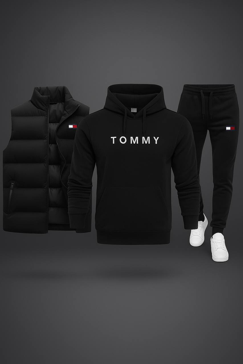 Ensemble Tommy™ – Gilet sans manches, sweat à capuche et pantalon assorti